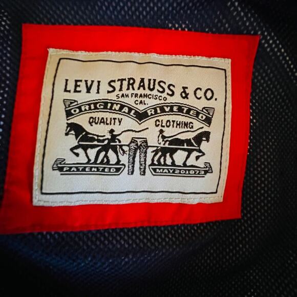 Levi’s Hooded Nylon Colorblock Windbreaker Red White Blue Juniors L - Picture 6 of 9